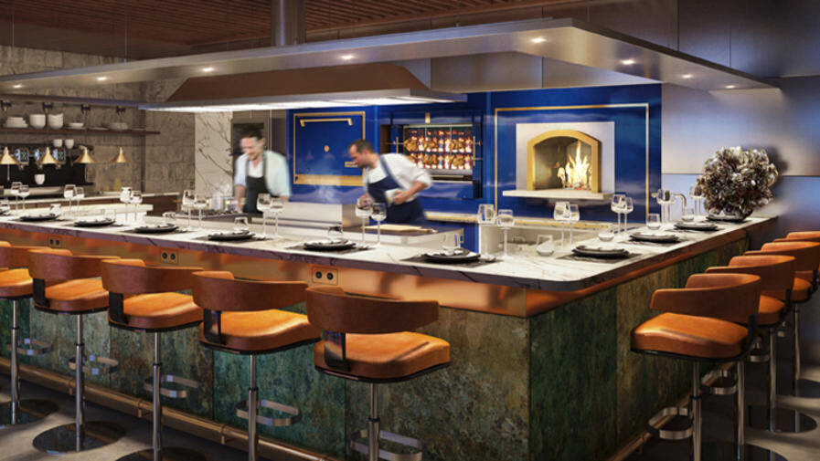 Open kitchen and counter at 57 Grill